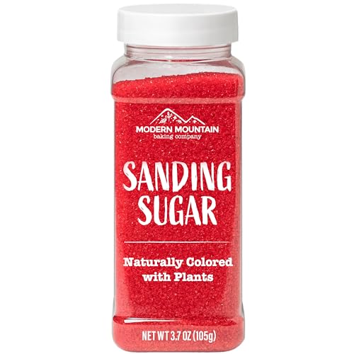 Red Sanding Sugar (3.7oz) Naturally Colored with Plants, No Artificial Dyes, Dye Free Christmas Sprinkles, Red Sugar Sprinkles, Perfect for Christmas Cookies, Non-GMO Sourced, Verified Gluten Free