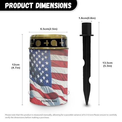 Image of American Flag Light for Prayer Cemetery Solar Lights for Grave Cemetery Decor Candle Lamp Waterproof Solar Power Light Eternal Lights 2 Pcs Patriotic Decoration
