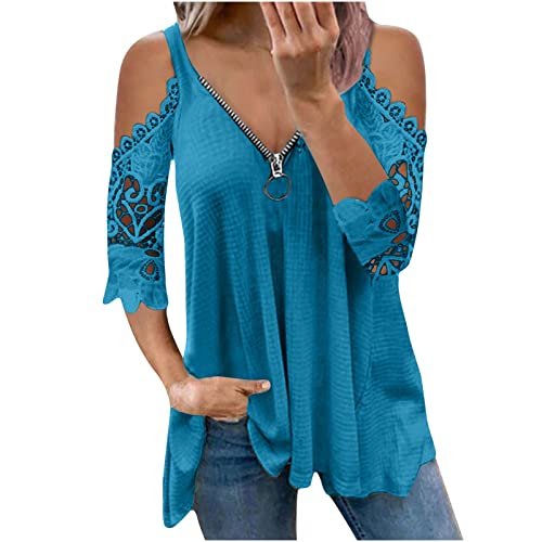 EMATOP Sexy Oberteil Damen Kurzarm T-Shirt Sommer Schulterfrei Bluse Top...