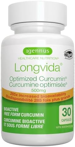 Longvida Lipidated Curcumin 500mg, High Dose & 285x Increased Bioavailability, Rapid Absorption with Sustained Action, Vegan, 30 Capsules, by Igennus