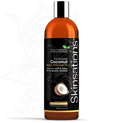 Fractionated Coconut Oil - Skinsations 16oz | Natural Massage and Body Oil for Skin and Hair, Lightweight Carrier Oil for Essential Oil Aromatherapy
