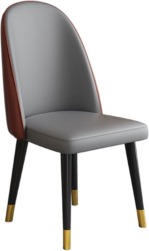 Chaise de salle à manger en cuir et pieds en bois massif pour coiffeuse chic
