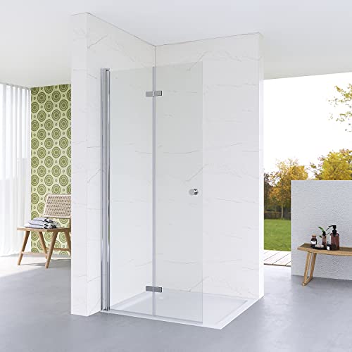 Walk in Dusche faltbar 85 cm breit 187 cm hoch Faltwand Glas Duschfaltwand...