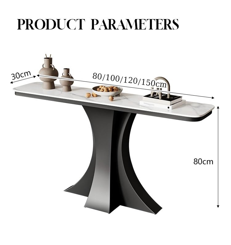 Mesa consola de piedra sinterizada y base de metal moderna para salón 3