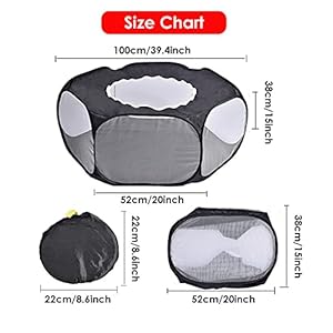 Small Animals Cage Tent, Pet Playpen with Top Opening Foldable Breathable Yark Fence for Guinea Pig, Rabbits, Hamster, Chinchillas and Hedgehogs (Black)