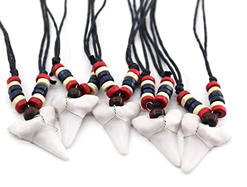 Scddboy Shark Tooth Necklace For Mens Beach Surfer Hawaiian Adjustable Cord Resin Necklace #TOP3