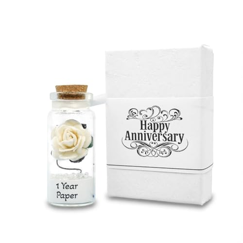 1st Paper Anniversary Gift Handmade Miniature Paper Rose Keepsake Unique 1 Year Wedding Anniversary Present for Husband or Wife