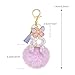 SELOVO Women Girls Initial Keyring Fluffy Ball Purple Butterfly P Letter Keychain