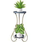 Levede 2 Tier Plant Stand 60cm Tall Metal - Round, Indoors, Outdoors, Shelf, Flower Pot, Holder, ...