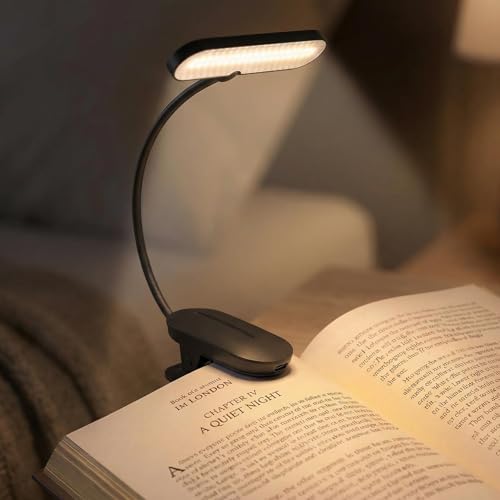 Clip-On Book Light for Reading at Night - Rechargeable 14 LEDs with 3 Color Modes & Stepless Dimming, Eye-Care USB-C Charging, 70-Hours, 360° Flexible Gooseneck - Perfect for Books, Bedtime Reading by TATAANTY - Image 8