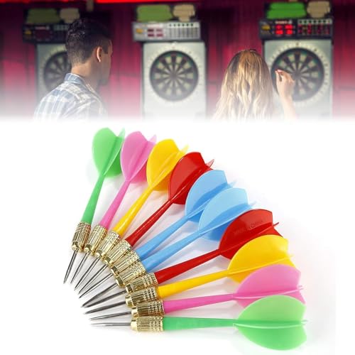 10-Pack Steel Tip Darts –for Dartboard Gameses, 5 Colors (Blue, Pink, Yellow, Green, Red), 2 of Each Color – Balanced & Durable Steel-Tipped Darts for Indoor Bar & Home Play