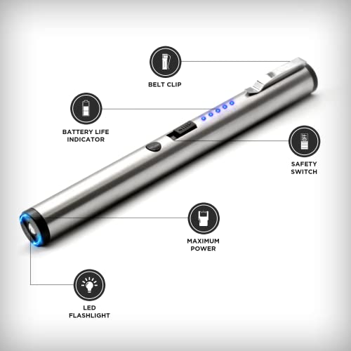 Guard Dog Security Enlight Pen Stun Gun With Flashlight, Self Defense Device, Battery Life Indicator, Belt Clip, Non Lethal Weapon For Women And Men, 6.10 Inches - Blue #TOP1