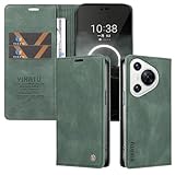 Belzsxy Handyhülle für Huawei P70 Hülle Klappbar Premium PU Lederhülle Klapphülle【RFID Schutz】 Kartenfach Standfunktion Schutzhülle für Huawei P70 Flip Hülle Wallet Tasche Cover, Grün