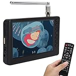 TV Portatile da 5 Pollici, ATSC HD TFT LED Mini TV Digitale da Tasca, TV Digitale 1080P con Telecomando, Batteria Ricaricabile da 1500 mAh, Compatibile con USB, Scheda TF, Piccola TV ATSC per Auto