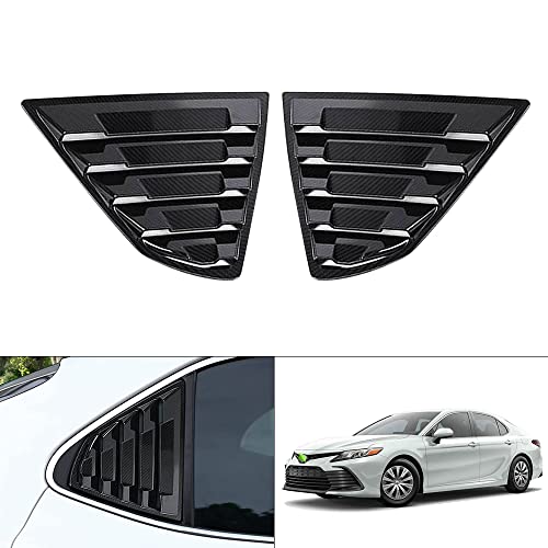 Shademax Compatible For Rear Side Window Louvers 2018-2023 Toyota Camry Accessories Triangle Trim Cover Air Vent Scoop Shades Cover Blinds Abs Carbon Fiber Glossy Black #TOP28
