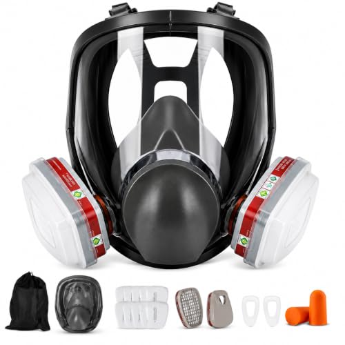 ALDZA Premium Full Face Respirator Gas Mask Vapor Respirator Compatible with Particulate Filter Protection for Painting Welding Polishing Sanding