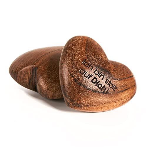 WOODLUCK® Handschmeichler Holz Herz aus Akazien-Holz mit Gravur