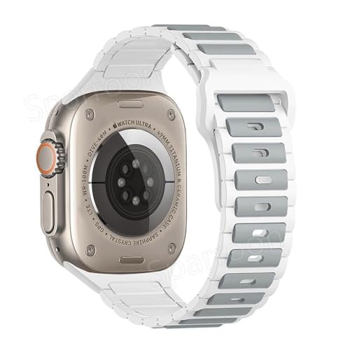 Protection iWatch 42mm Series 10 bracelet silicone sport gris blanc étui antichoc montre