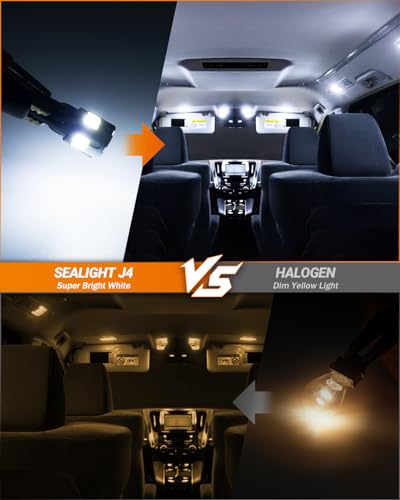 Image of SEALIGHT 194 Led Bulb 600% Brightness 168 T10 Led License Plate Light 6500k Super Bright Replacement Bulbs For Trunk, License Plate Dome Map Door Courtesy Light (Pack Of 4)