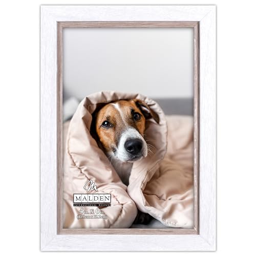 Malden International Designs 4 x 6 Two Tone White and Taupe Picture Frame -  1185-46