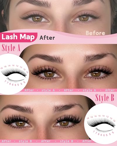 Image of Wispy Eye Lash Clusters Kit Natural Cluster Eyelash Extensions Kit False Eyelash Clusters Fluffy DIY Individual Lash Extensions Kit C Curl