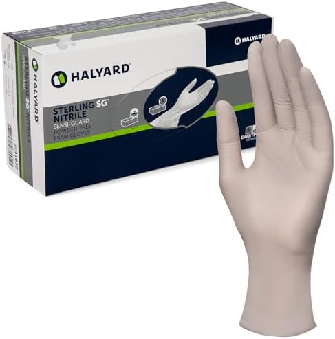Sterling SG Nitrile Powder Free Exam Gloves Disposable 3.7 mil, 9.5 Inches, Gray, Medium, 41659 (Box of 250)