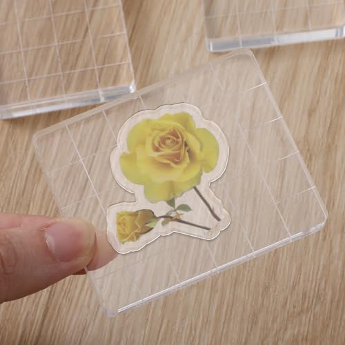 6 Stück Acryl Stempelblock Set, Acrylblock Für Silikonstempel, Transparent Acrylblock Stempel mit Gitterlinien, Acryl Stanzblöcke für Scrapbooking, Kartenherstellung, Crafts Making, Silikonstempel DIY