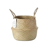  York Duck Woven Seagrass Belly Basket with Handles for Storage, Laundry, Picnic,Woven Plant Pot Holders (Large(12.6\"*11\"))