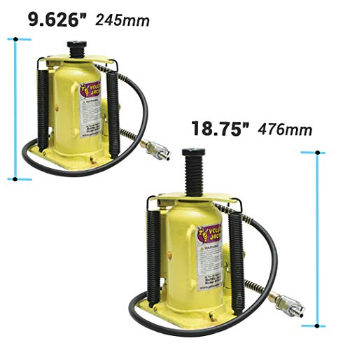Miniatura 5 de ESCO 10446 Yellow Jacket Air Hydraulic Bottle Jack, capacidad de 20 toneladas, altura de 18.75 pulgadas