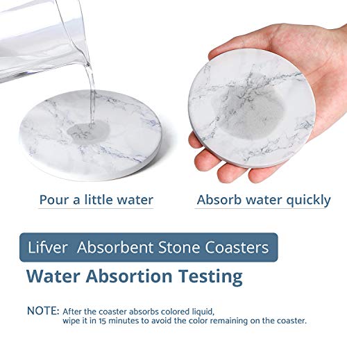image for LIFVER Coasters Set of 8 for Drinks, White Marble-Style Anti-Slip Abso