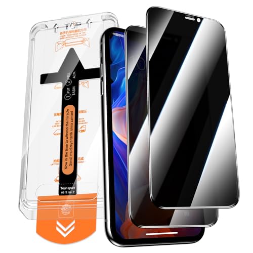 QUESPLE 2 Pack for iPhone 11/XR Privacy Screen Protector 6.1-Inch Auto Dust-Elimination Installation Tool [Instant Installation] Anti Spy Full Coverage Tempered Glass Military-Grade Protection