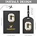 COSHAYSOO Black Initial Passport Cover Holder and Luggage Tag Set TSA Approved with Chenille Letter Patch for Women Teenage Girls, Fashion Travel Bag Backpacks Suitcase Identifier Markers (G)