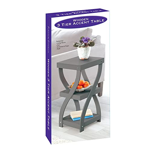 Etna Twist Side End Table Modern Accent Table Nightstand With Distressed Finish, Wood, 24" High - Gray #TOP6