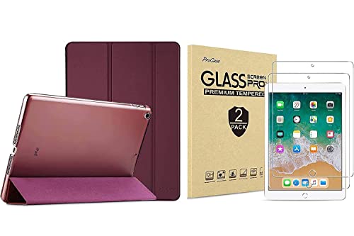 ProCase ProCase iPad 9.7 2018 & 2017 Wine Slim Hard Shell Case Bundle with 2 Pack iPad 9.7 2018 & 2017 / iPad Pro 9.7 / iPad Air 2 / iPad Air Tempered Glass Screen Protectors