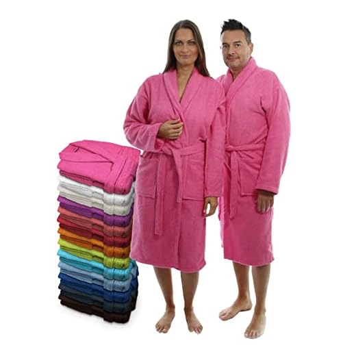 LEBENGOOD Albornoz Unisex, Mujer y Hombre 100% Algodón Rizo Americano 400 gr con Cinturón, Bolsillos, Ducha, Bata Suave, Toalla (S, Fucsia)