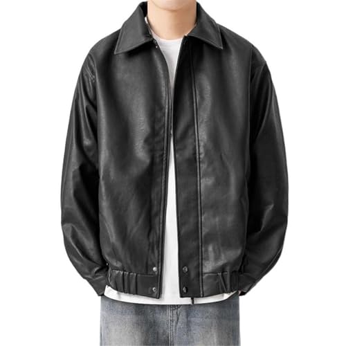 Veste en cuir pour homme à col montant style vintage chic