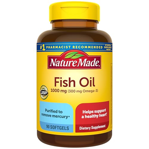 Image of Nature Made Fish Oil Omega 3 Supplements, 1000 mg Softgels, Omega 3 Fish Oil for Healthy Heart Support, 90 Softgels, 45 Day Supply