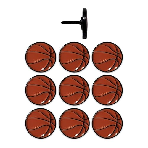 Image of Basketball Push Pins, for Cork Board, Maps, or Lapel Pin Use, Designed in The USA, Basketball Pins, Set of 10