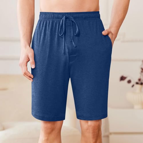 Men's Pajama Shorts Soft Sleepwear Bottoms Elastic Waistband Loungewear Plus Size Sleep Short Pants2
