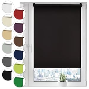 Verdunkelungsrollo Klemmfix ohne Bohren 65cm x 130cm Schwarz Verdunklungsrollo Fensterrollo Rollo Seitenzugrollo Klemmrollo für Fenster & Tür