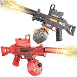 2 Pack Electric Water Guns for Adults & Kids, Automatic Squirt Guns with 32Ft Long Range, 300 Water Shots, LED Light, Summer Outdoor Swimming Pool Water Toys, Gray and Red