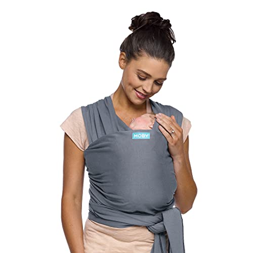 Image of Moby Baby Wrap Carrier Classic for Newborns to Toddlers (8-33lbs), Infant Sling Carrier, Lightweight & Hands Free Design, Adjustable for All Body Types (Flint)