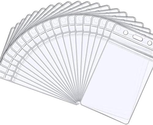 10 PCS ID Badge Covers, Waterproof ID Badge Holder Vinyl Badge Holder Clear Plastic Vertical Name Tag Badge Id Card Holders Badge Covers Key Card Holder Sleeve
