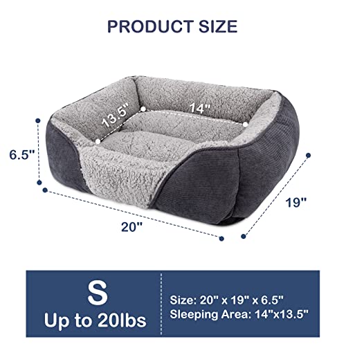Siooko Small Dog Beds For Small Dogs Machine Washable Rectangle Puppy Bed With Anti-Slip Bottom, Soft Sleeping Pet Bed Durable (20'', Grey) #TOP1