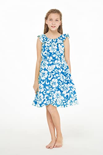 Image of Hawaii Hangover Family Matching Clothes, Classic Vintage Hibiscus Blue | Family matching Hawaiian outfits, Classic Vintage Hibiscus Blue, 100% cotton, machine washable, tropical floral print, luaus