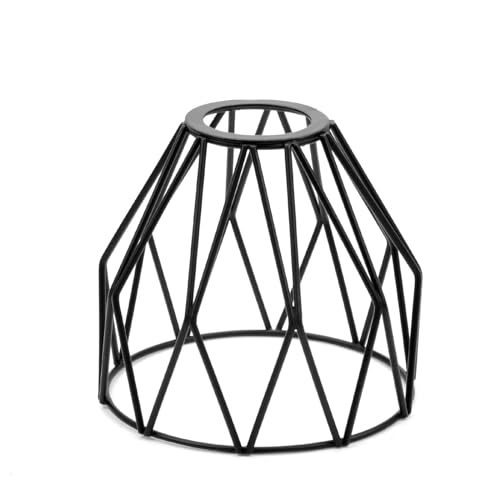 KUMGROT 1 Pcs Pendant Lamp Shade Bulb Cover Guard Metal Guard for Ceiling Light Pendant String Light Vintage Industrial Metal Wire Cage for Bedroom Dining Offices Decoration, Black (C009)