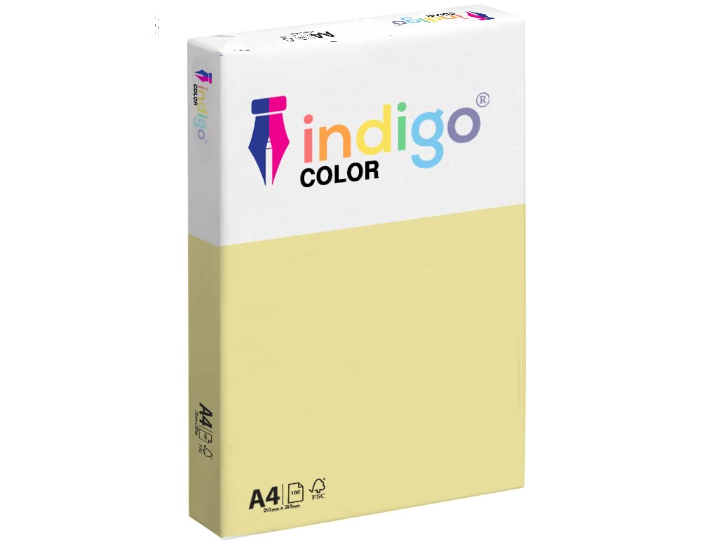 Indigo® A4 80gsm Coloured Copier Paper Multifunctional Ream 500 Sheets - Light Yellow — image 1