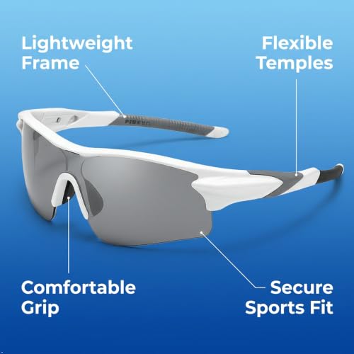 Image of Cycling Goggles for Men & Women | Sports Goggles UV400 Protection | Oversized Sports Sunglasses for Cricket, Running, Driving, Fishing, Hiking & Outdoor Activities (White : Black)