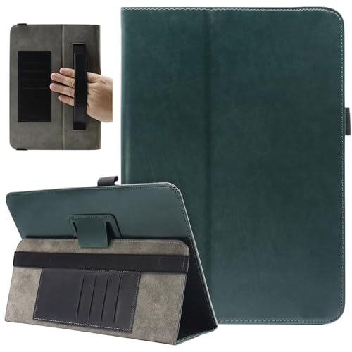 Universal 10 Inch Tablet Case, Universal 10.1 Inch Tablet Case, Viclowlpfe Protective Folio Stand Android Case for 9.6-11 Inch Tablet with Hand Strap and Cards Slots, Blackish Green