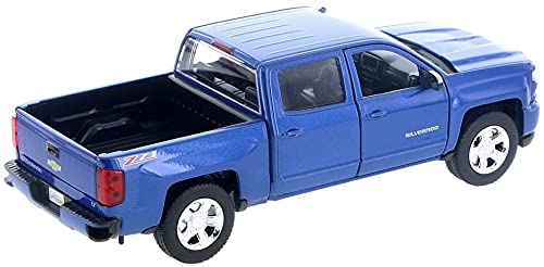 Motormax 2017 Chevrolet Silverado 1500 Lt Z71 Crew Cab Pickup Truck 1/27 Scale Diecast Model Vehicle Blue #TOP2